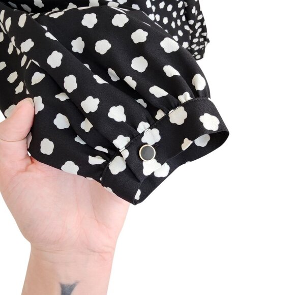 Kate Spade Cloud Dot White and Black Polka Dot Blouse Sz S - Picture 3 of 8